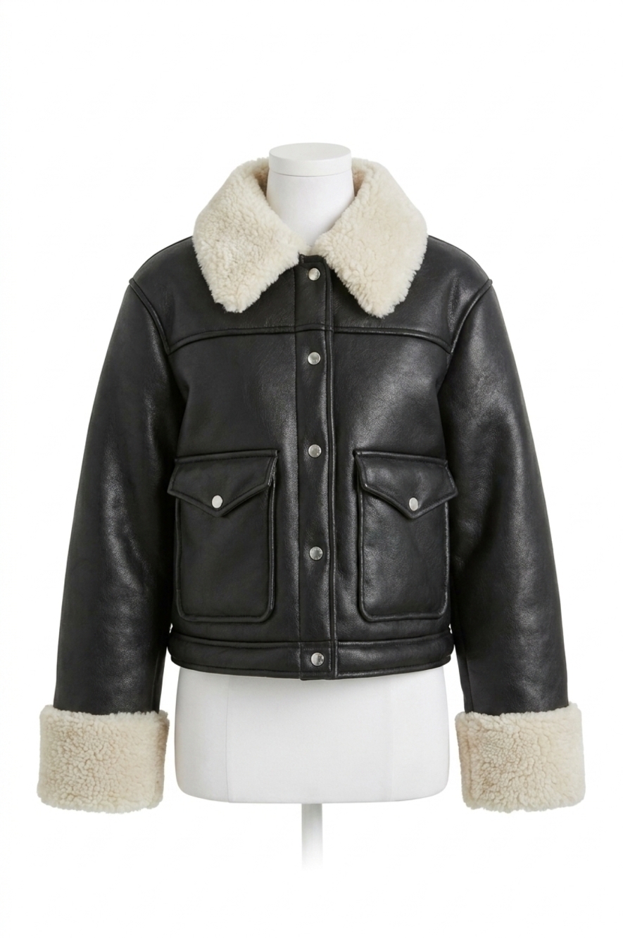 NEW RAILS imani cropped jacket in black ivory